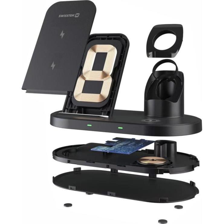 Thumbnail - Swissten Wireless Charger 3 in 1 Stand Black for Apple and Samsung (watch cable not included) (15 W), Wireless Charger, ...