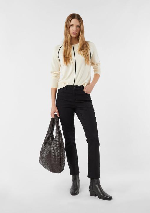 Produktbild Comma Strickpullover Feinstrick-Pullover aus Viskosemix mit Kontrast-Piping-Detail (32)