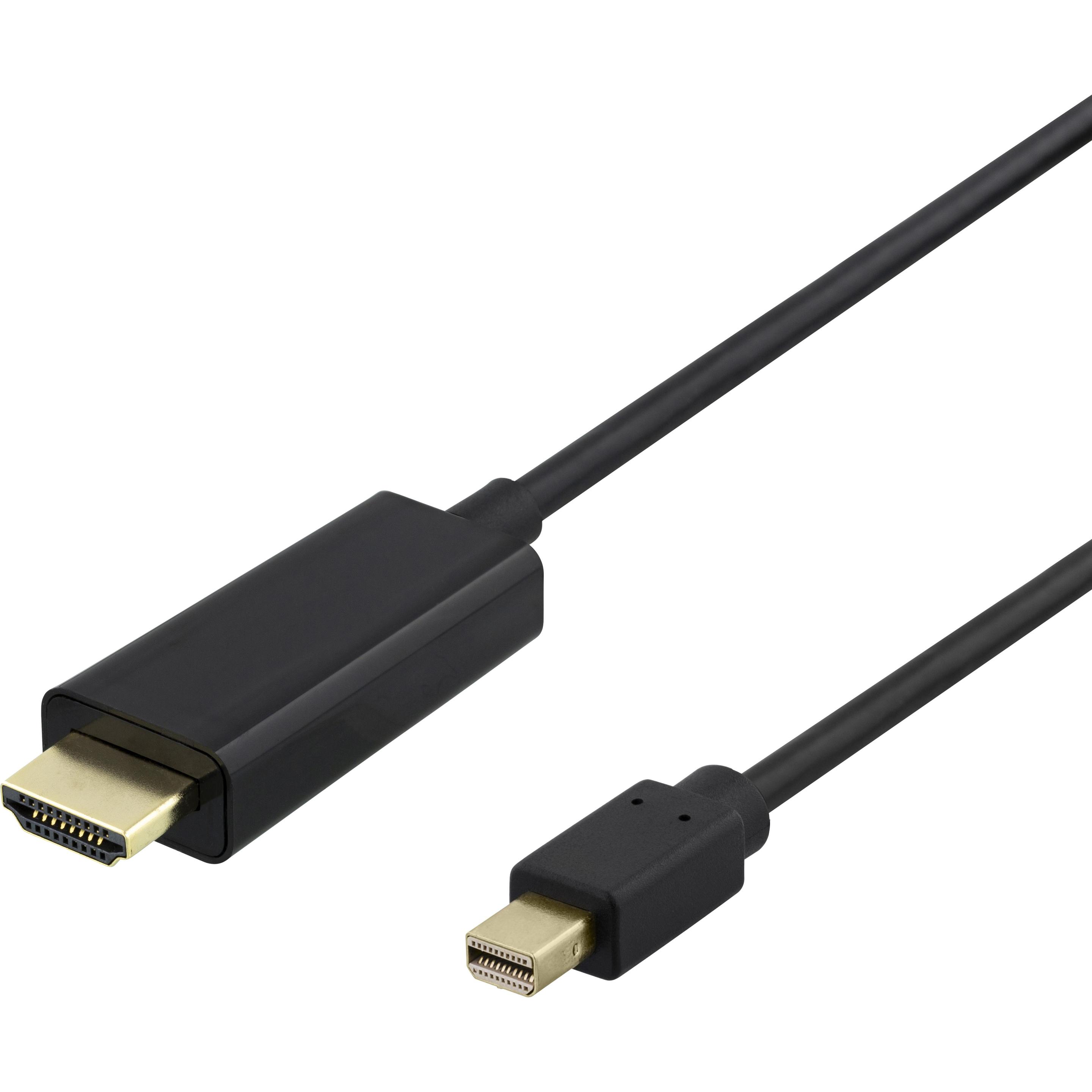 Deltaco MiniDisplayPort to HDMI cable, 1m, black, Cavo video