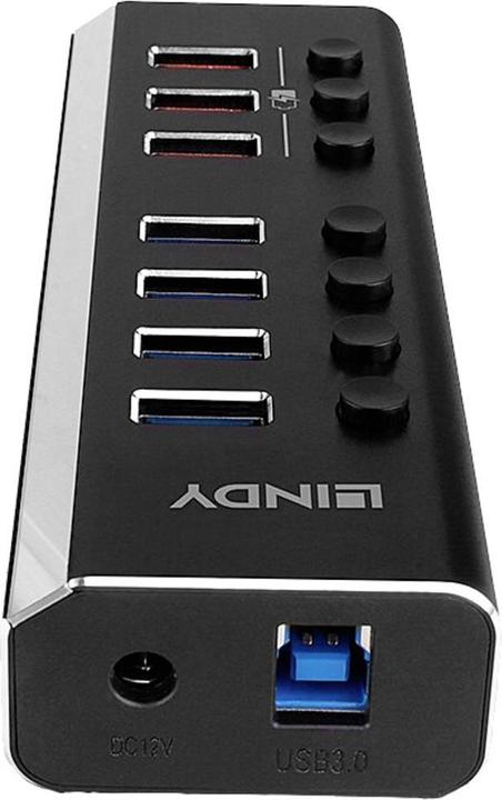 Produktbild Lindy 4 Port USB 3.0 Hub mit 3 Schnelladeports Anschluss von bis zu 4 USB-Geräten und zusätzliche Schnelll (USB-B, 8 Ports)