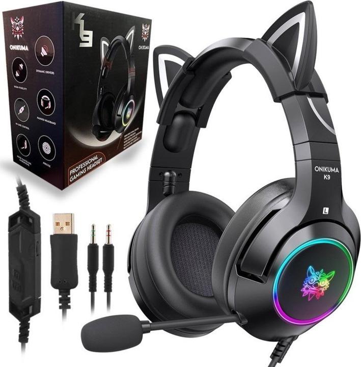 Actual product image Onikuma Gaming headphones K9 Black RGB (Cable)