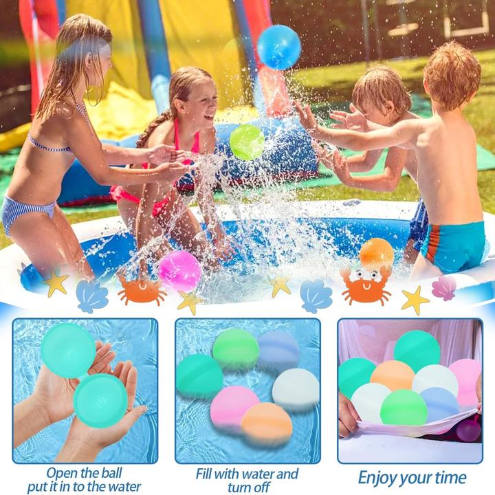 Produktbild Splash & Fun Silikon Wasserbombe, wiederverwendbare Wasserbälle, 16 Stück