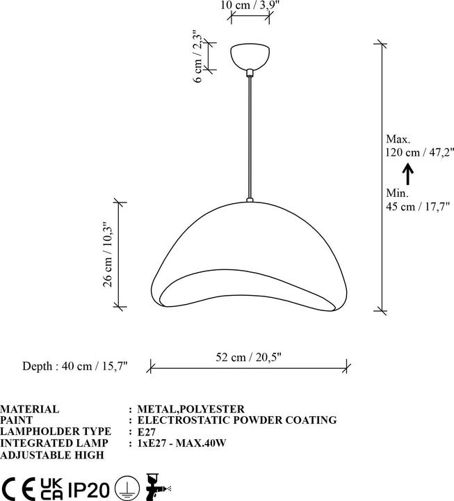 Image du produit Opviq Luna Lyra Single Socket Chandelier (E27)