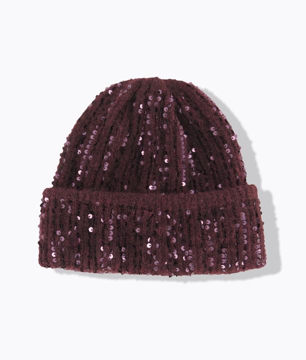 Image du produit Studio Untold Bonnet en maille côtelée à paillettes (Taille unique)