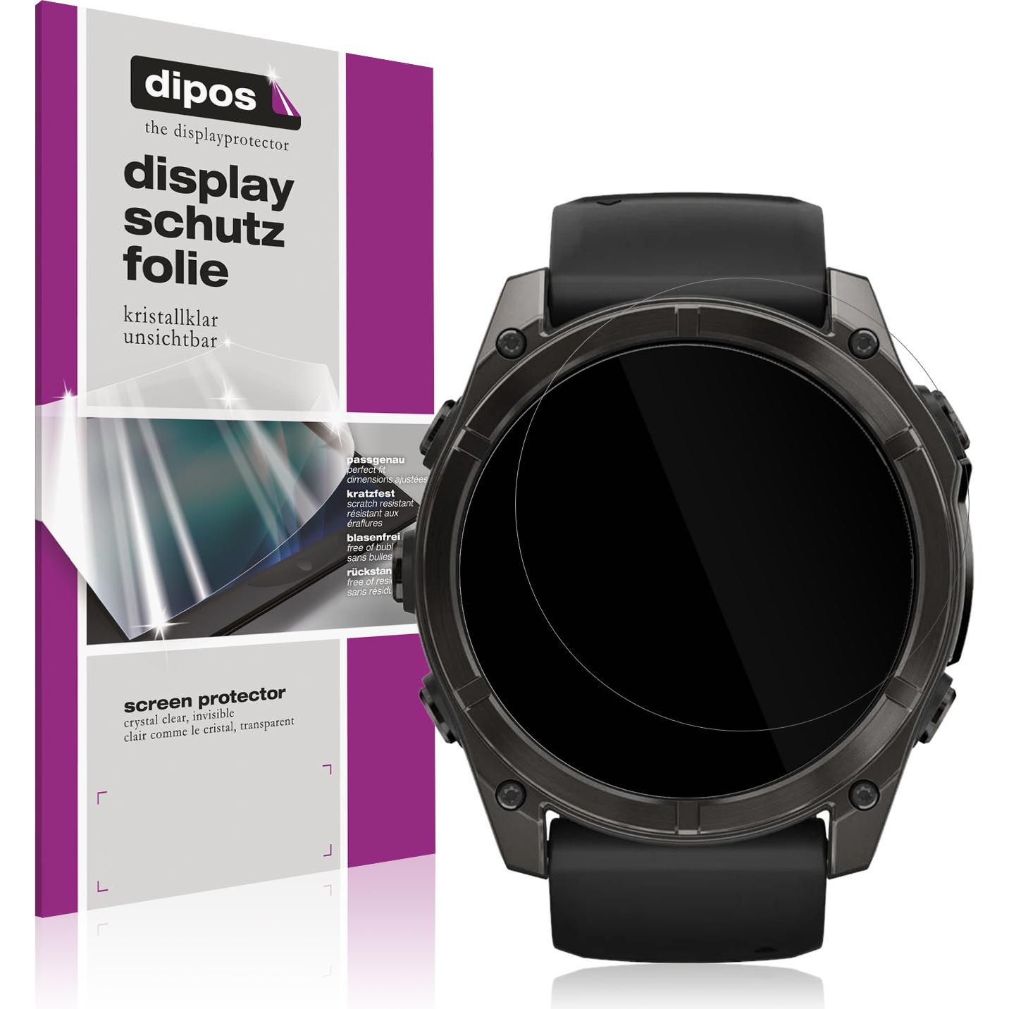Dipos Schutzfolie Klar für Garmin Fenix 7x Pro 51mm, Smartwatch Schutzfolie, Transparent