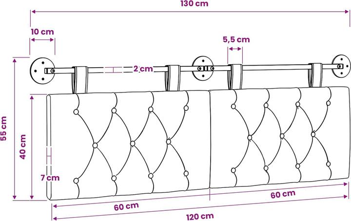 Actual product image vidaXL Modernes Kopfteil (130 x 7 x 7 cm)
