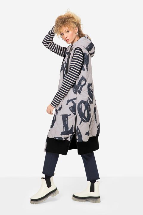 Immagine prodotto Laurasøn Steppweste, lange Form, Print, Kapuze, 2-Wege-Zipper, Rippbund (S)