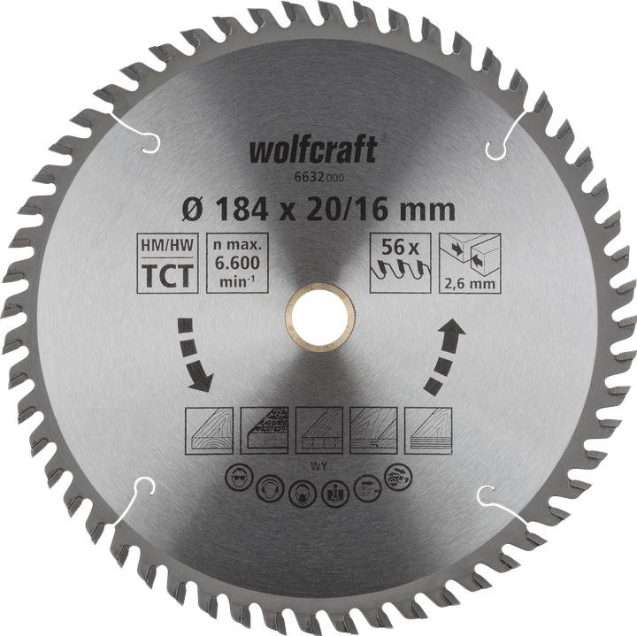 Produktbild wolfcraft wolfcraft 1 Kreissägeblatt HM 56 Z. ø184x20/16 mm