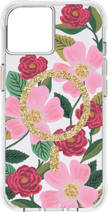 Produktbild Nenurodyta Rifle Paper Clear MagSafe – goldverzierte iPhone 14-Hülle (Rosengarten) (Apple iPhone 14)