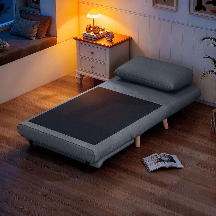 Actual product image Homcom Schlafsessel Polyester, Buchenholz Grau