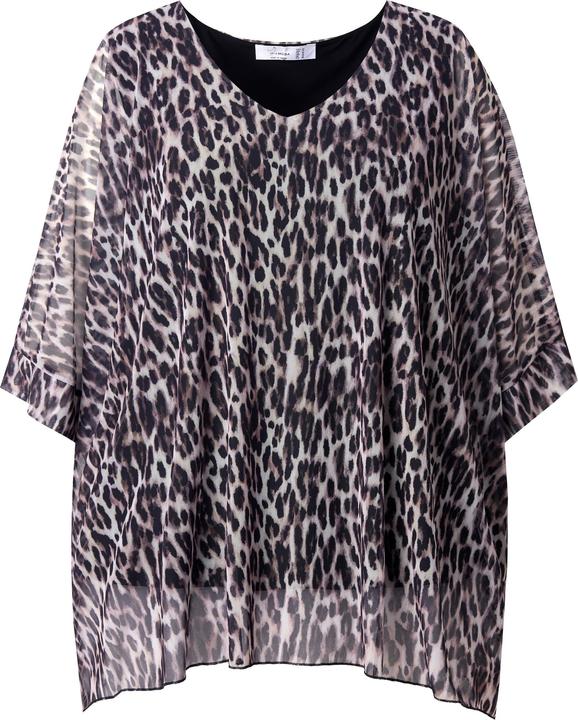 Immagine prodotto Miamoda Blusa di mesh dal taglio oversize con stampa leopardata e top di jersey coprente (46, 48)