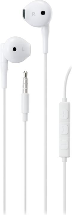 Deltaco E130 Semi-in-ear earbuds, answer button, 3.5mm, mic, white (Cable)
