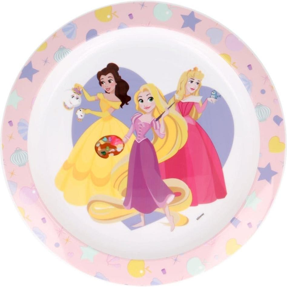 Tinisu, Kindergeschirr + Kinderbesteck, Disney Prinzessinen Plastik-Teller Kunststoffset fÃ¼r Kinder - Mikrowelle geeign...