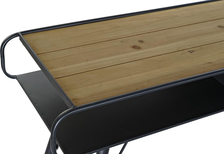 Actual product image DKD Home Decor Console Black Metal Fir Light brown (120 x 38 x 78 cm)