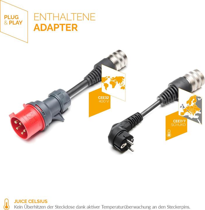 Immagine prodotto Juice Technology Juice Booster 2 UE Basic Set (Tipo 2, 22 kW, 32 A, CEE32 rosso, CEE 7/7)