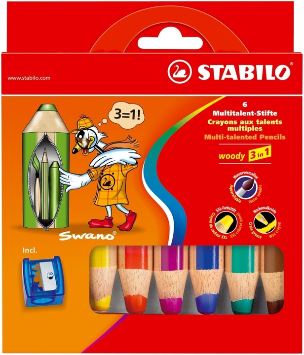 Immagine prodotto STABILO matita colorata woody 3 in 1 con temperino (Multicolore, 6 x)