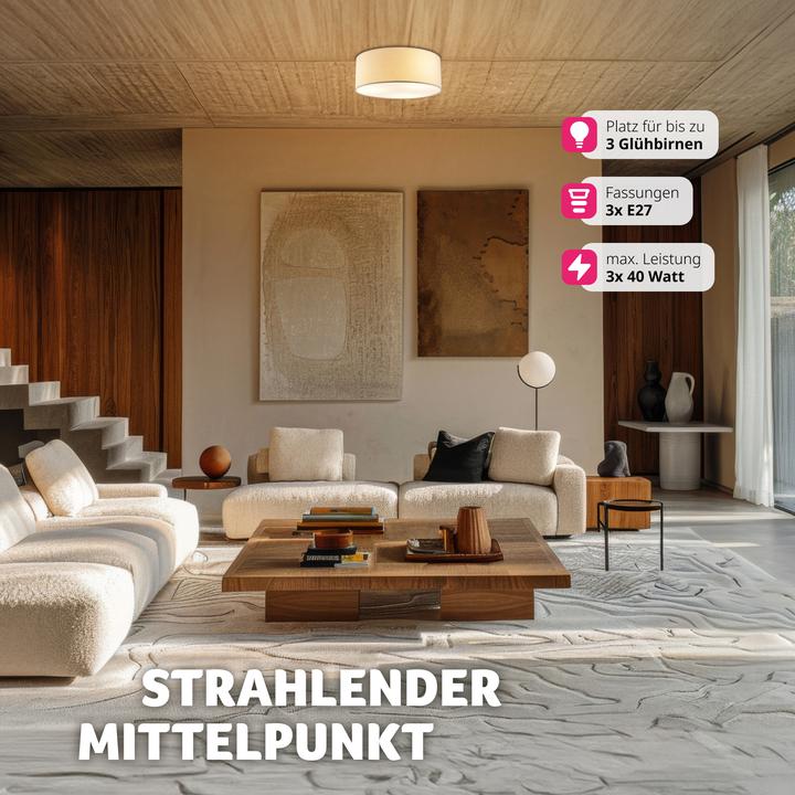 Produktbild tectake Deckenleuchte Circum, Textilschirm im Leinenlook (E27)