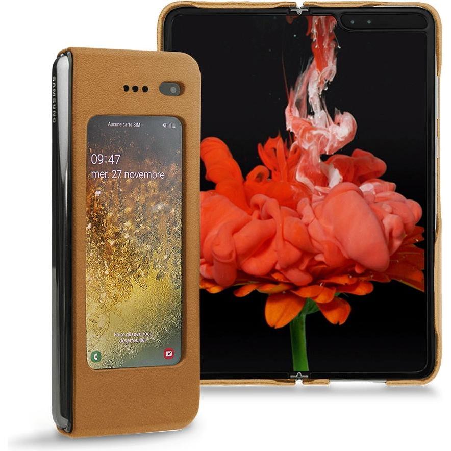 Noreve Lederschutzhülle (Samsung Galaxy Fold), Smartphone Hülle, Braun