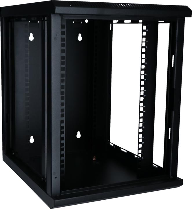 Actual product image Dsit 9 HE, 10” Serverschrank, mit Glastür, (BxTxH) 370x450x486mm (9 RU, 10 inch rack)