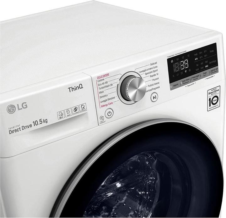 Actual product image LG F4WV710S1E AIDD Intelligent Washing Machine 10,5kg Steam TurboWash 360 1400rpm Front Load (10.50 kg, Left)