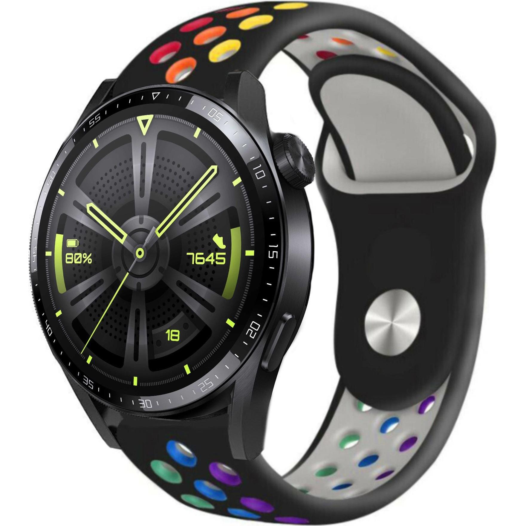 Strap-it Sportarmband (22 mm, Silikon), Uhrenarmband, Schwarz, Mehrfarbig