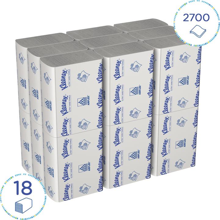 Produktbild Kleenex Falthandtuch 2lg. 24,1x19,1cm 37374 weiss, Z-Falz 18x150 Blatt (18x)