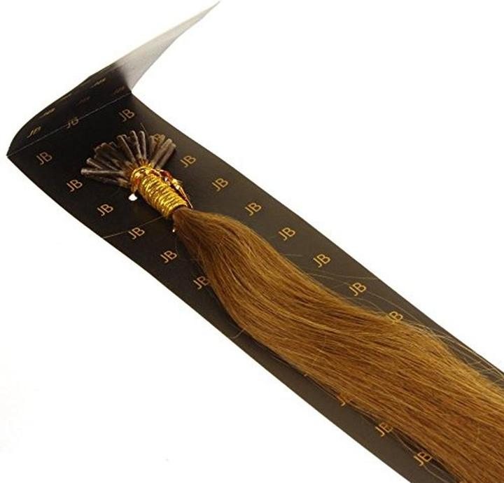 Hair2heart 200 x Microring ITip Real Hair Extensions 40 cm 05 g strands Smooth Colour 8 Light Brown (8 Light Brown, 40 cm)