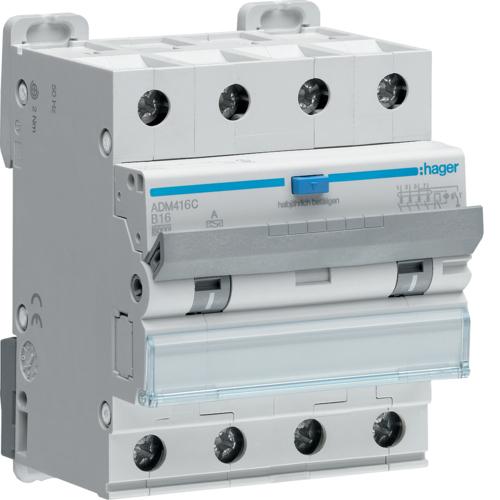 Produktbild Hager RCBO 3+NB 16A 0,03A Typ A 6kA RCBO (ADM416C)