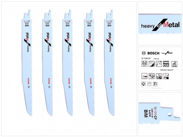 Actual product image Bosch Professional Zubehör Sabre saw blade S 1120 CF Heavy for Metal, pack of 5