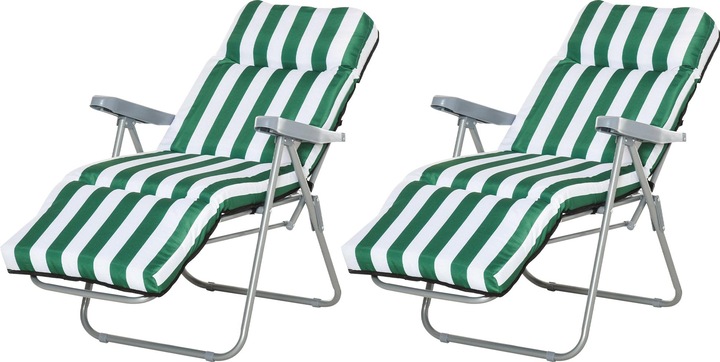 Outsunny Sedie da giardino con schienale e imbottitura regolabili
