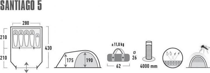 Produktbild High Peak Santiago (Kuppelzelt, 11 kg, 5 Personen)