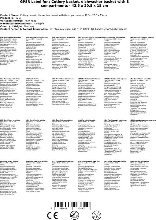 Actual product image Ich-zapfe Cutlery basket with 8 compartments