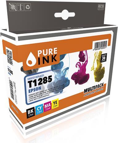Produktbild Pure Ink EPST1285MP4 PI EPSON T1285 BX Tinte (4) cmyk rebuilt 170/175/140/225Seiten Chip (CMYK)