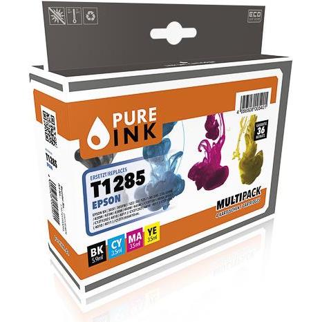 Pure Ink, Druckerpatrone, EPST1285MP4 PI EPSON T1285 BX Tinte (4) cmyk rebuilt 170/175/140/225Seiten Chip