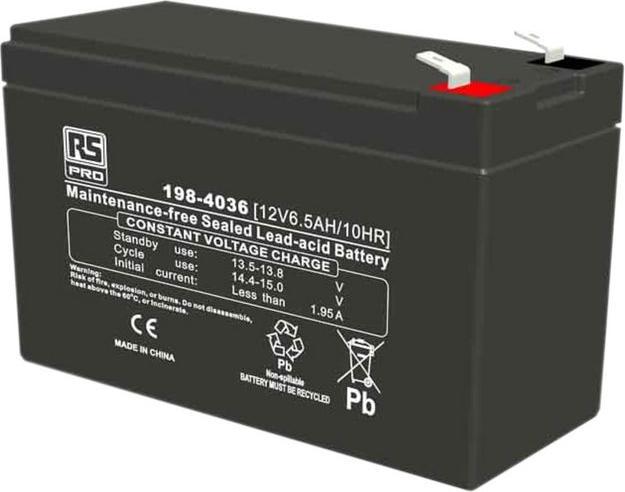 Image du produit RS PRO Batterie au plomb étanche, 12V / 6.5Ah, connecteur T1, 151 x 65 x 93.5mm (12 V, 6500 mAh)