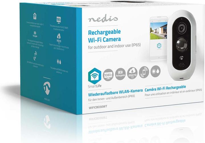 Actual product image Nedis SmartLife Outdoor Camera Wi-Fi 1920x1080 IP65 Max. Battery life: 6 months Cloud Storage ( (1920 x 1080 Pixels)