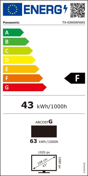 Energy Label Panasonic TX-43MSW504S (43", MSW504, LED, 4K, 2023)