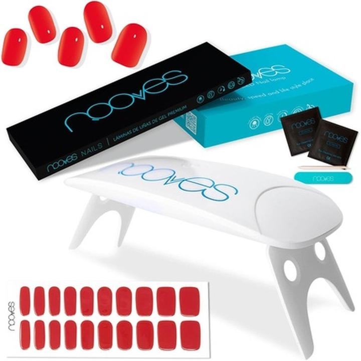Immagine prodotto Nooves Foglietti per unghie in gel rosso pre-curati con lampada portatile UV/LED per unghie 8W Strisce per (Set per la cura dei capelli)