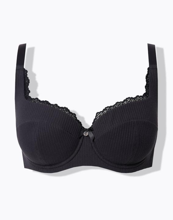 Actual product image Ulla Popken Textured Pinstripe Underwire Bra (110 E)