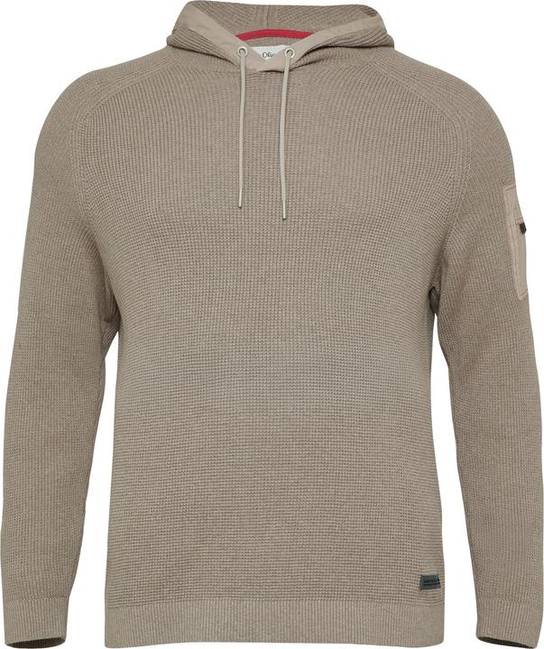 Produktbild s.Oliver Strickpullover Struktur-Hoodie im Materialmix mit Ärmeltasche (5XL)
