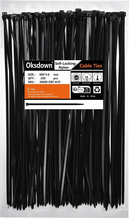 Produktbild Oksdown Kabelbinder-Set (Kunststoffkabelbinder, 250 Stk.)