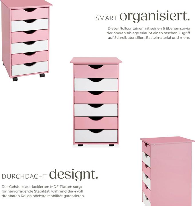 Produktbild tectake Rollcontainer (36 x 40 x 65 cm)