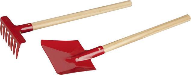 Produktbild Magni Idena 7102316 - Kinderschaufel aus Metall, rot, mit Holzstiel, ca. 30 cm lang, zum Spielen im Ga