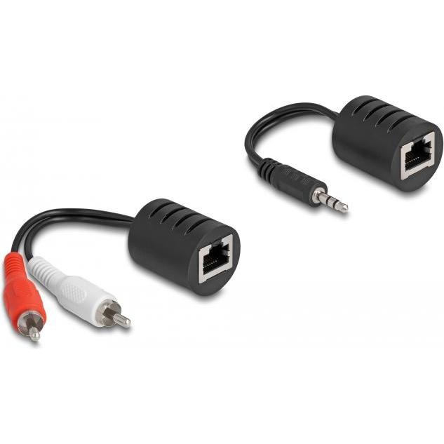 Delock Stereo Audio Extender RJ45 Bu zu 3,5 mm Kli, Audio Adapter, Schwarz