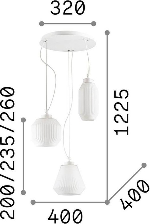 Actual product image Ideal lux ORIGAMI pendant light E27 triple ⌀400mm dimmable white 198095 (E27)