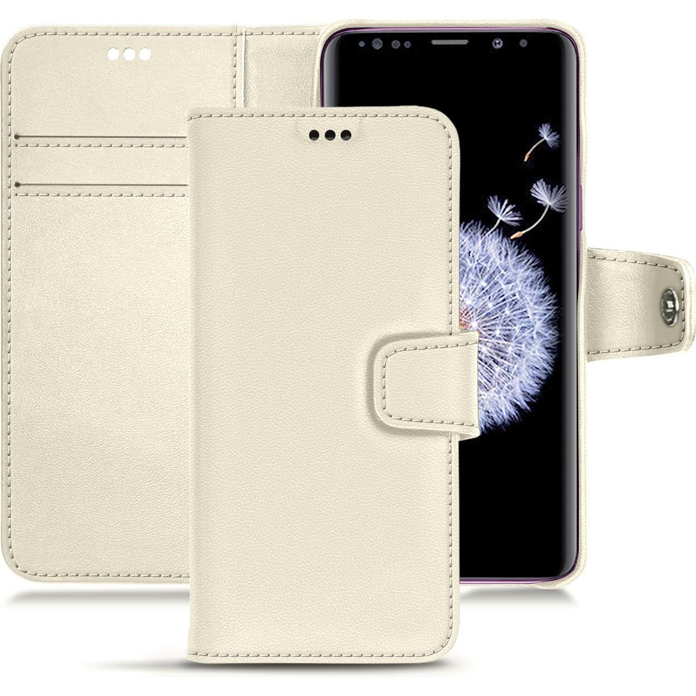 Noreve Lederschutzhülle Wallet (Samsung Galaxy S9+), Smartphone Hülle, Weiss