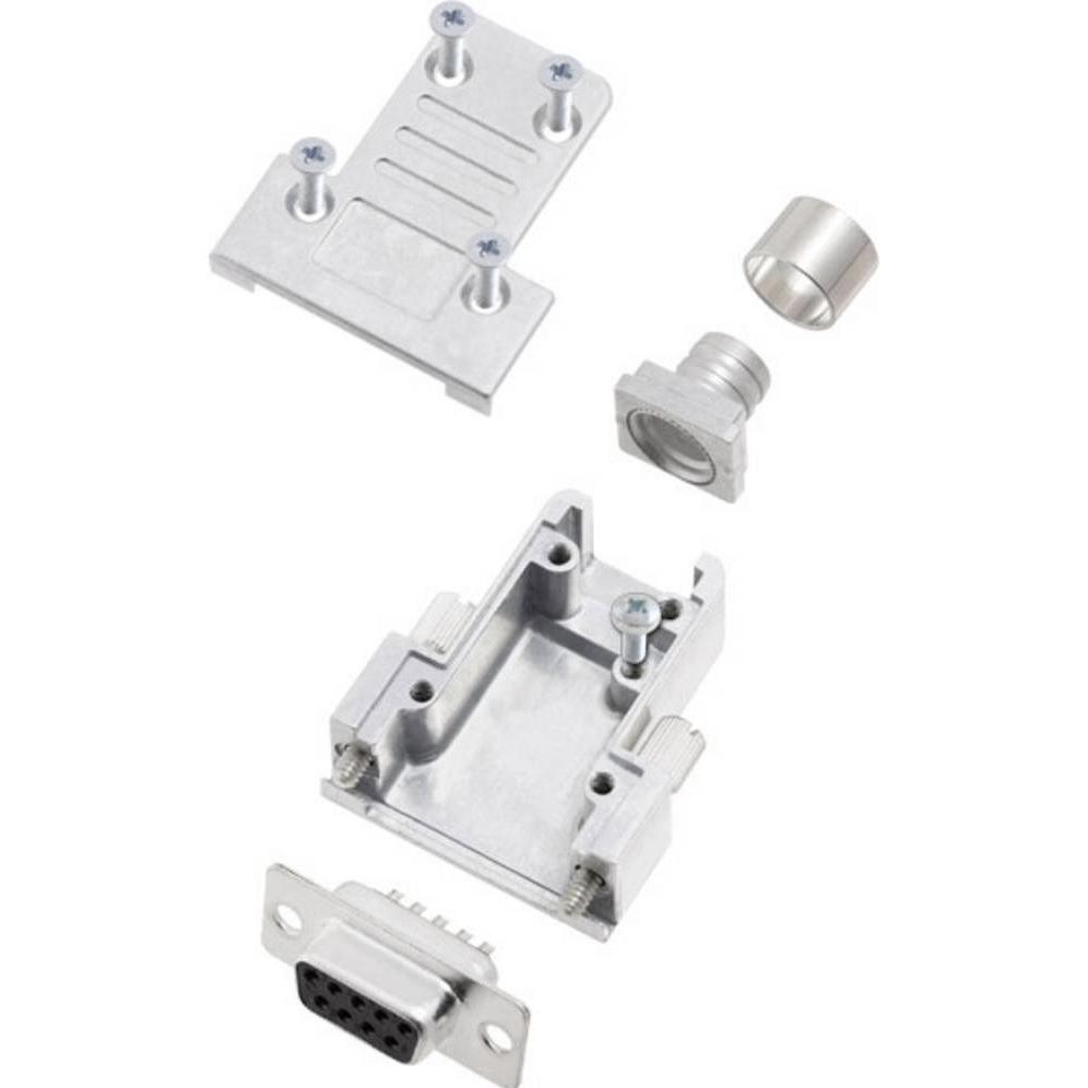 Encitech DCRP09-DMS-CF65-CS80-K 6355-0881-31 D-SUB Buchsenleisten-Set 180 ° Polz, Elektronikkabel + Stecker, Silber
