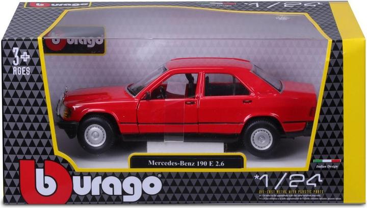 Actual product image Bburago Mercedes Benz 190E 1987 1/24 red