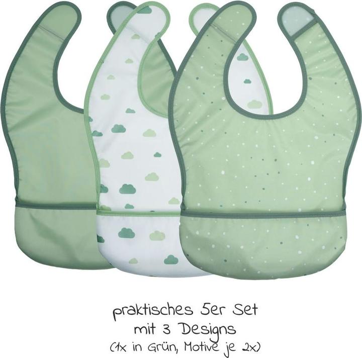 Image du produit MiaMia Bavoirs Lot de 5 bavoirs avec fermeture Velcro - Vert