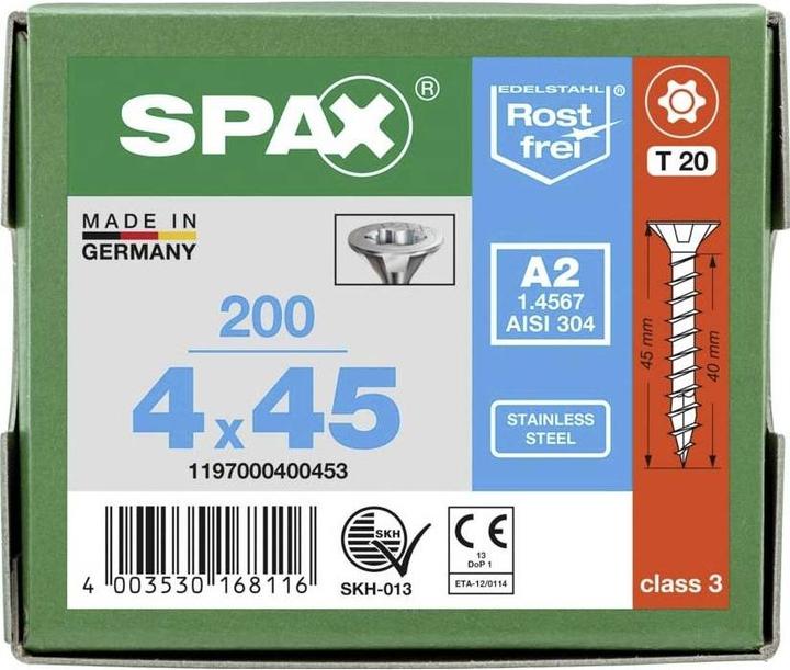 Actual product image Spax A2 Countersunk Multi-Head T-Star Plus T20 Fully Threaded (200 Screws per piece)